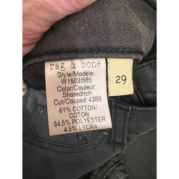Rag & Bone Cotton Blend Coated Denim Mid-Rise Skinny Jeans Shoreditch Women's 29 - Picture 9 of 9